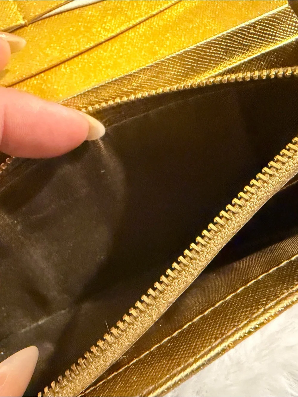 Prada Beige Saffiano Leather Continental Wallet with Gold Logo